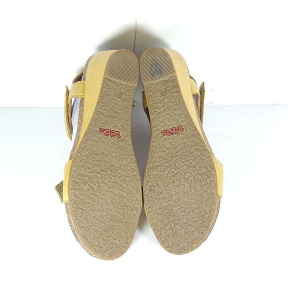 Taos Women’s Sheila EU40 US 9-9,5 Yellow Leather T Strap Open-Toe Wedge Sandal - Picture 9 of 16